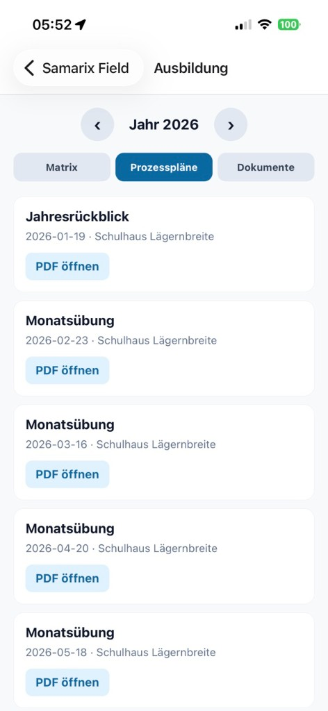 Prozesspläne in der App