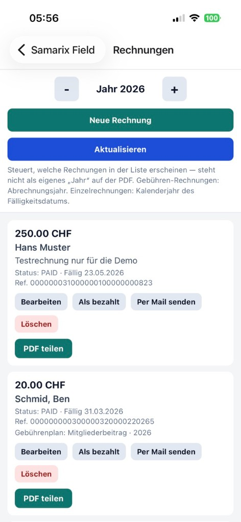 Rechnungen in Samarix Field